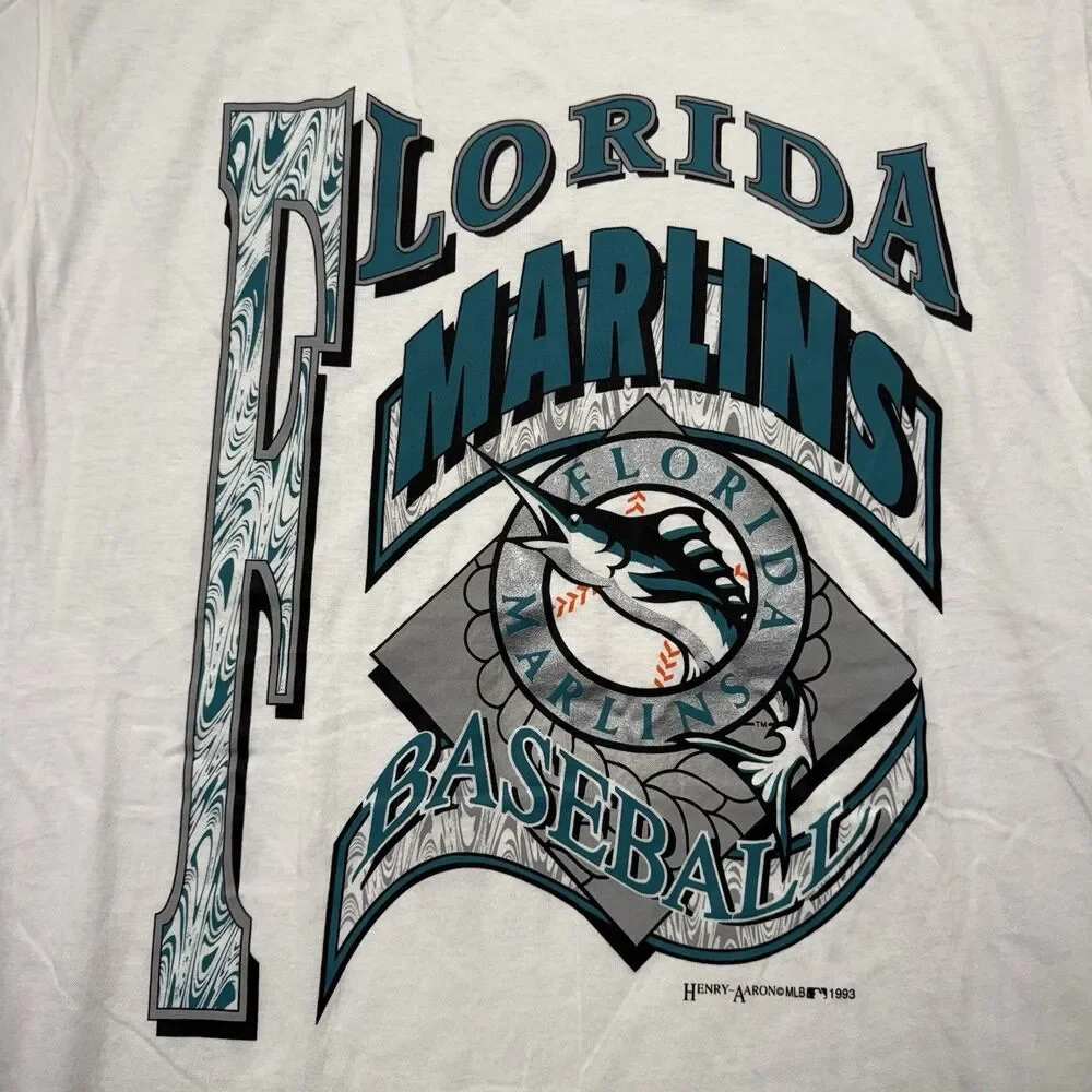 VTG 90s Resort Images Florida Marlins MLB Graphic Shirt Large Single Stitch